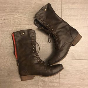 Madden Girl Brown Lace-Up Combat Boots
